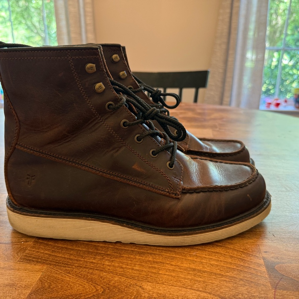 Frye Dawson Wedge Sole Workboot Shoes Sz 11.5 Oxblood Brown Leather Boots